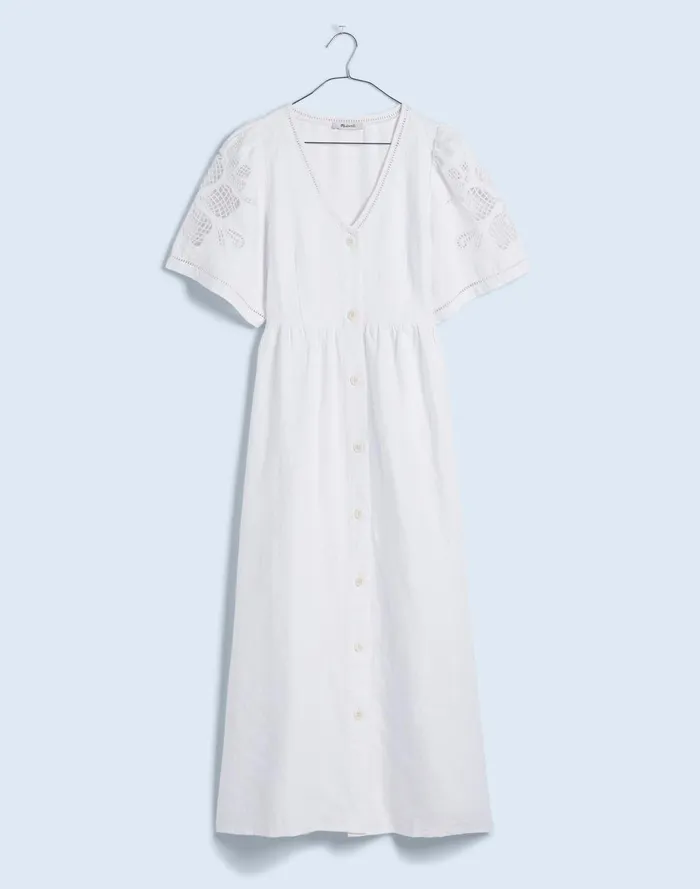 Women Dresses Madewell Cassie ButtonFront Midi Dress In Linen