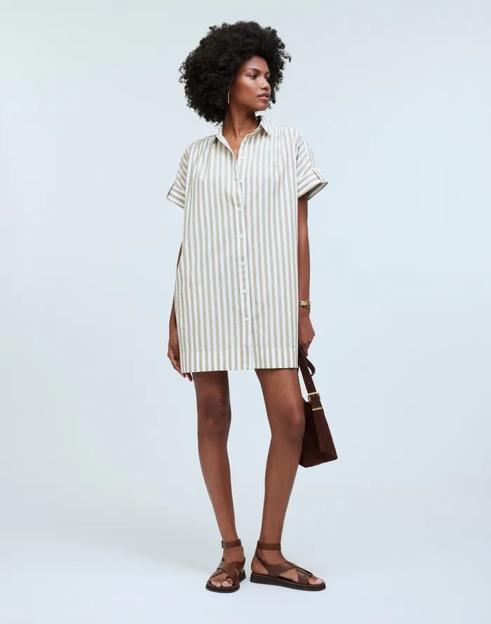 Women Dresses Madewell Collared ButtonFront Mini Shirtdress