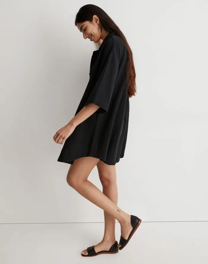 Women Dresses Madewell Crinkle Cotton CoverUp Mini Shirtdress