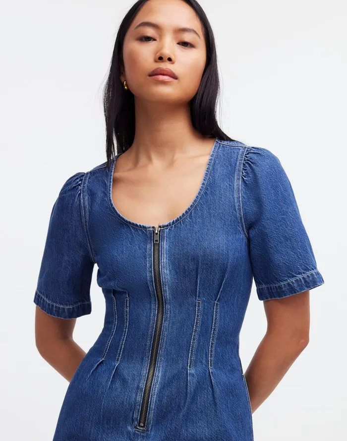 Women Dresses Madewell Denim Darted Mini Dress In Pixie Wash