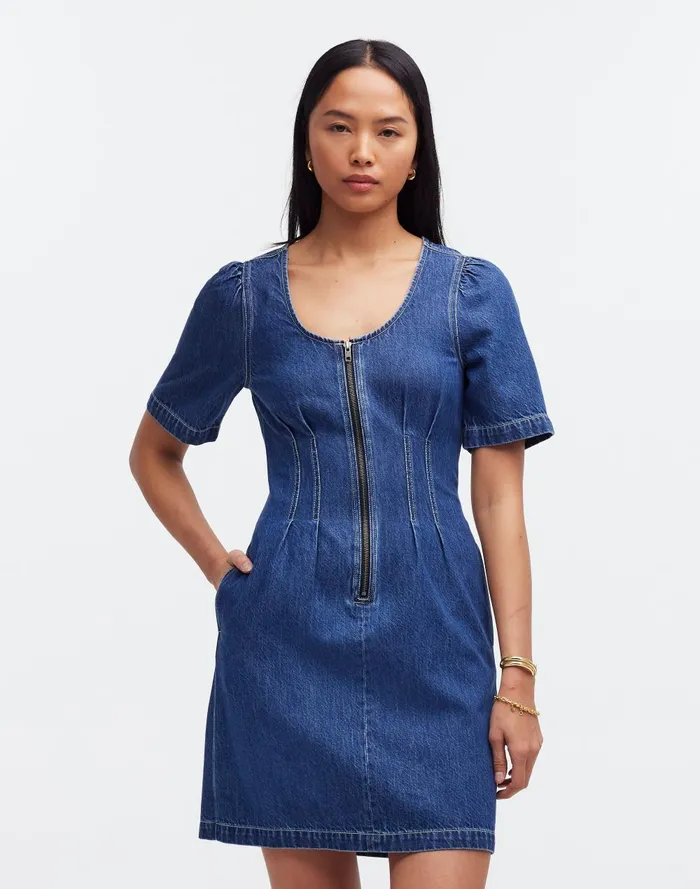 Women Dresses Madewell Denim Darted Mini Dress In Pixie Wash