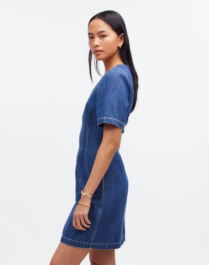 Women Dresses Madewell Denim Darted Mini Dress In Pixie Wash