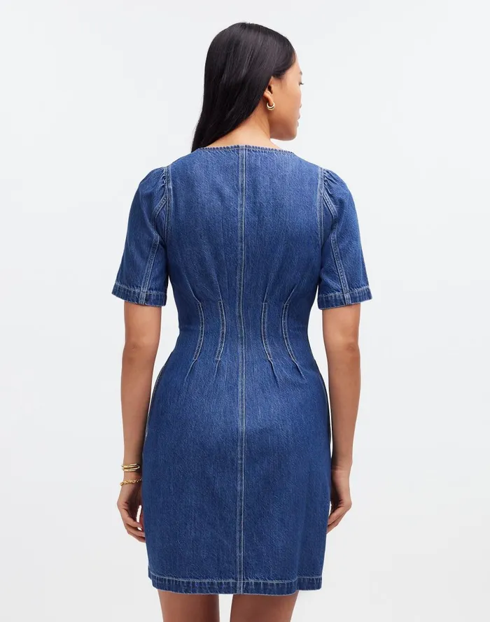 Women Dresses Madewell Denim Darted Mini Dress In Pixie Wash