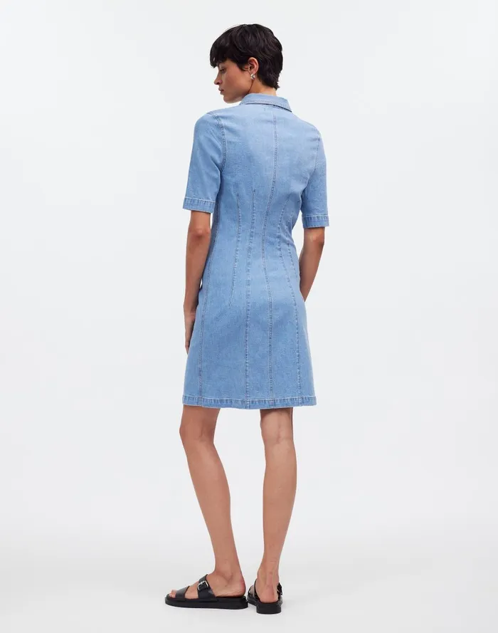 Women Dresses Madewell Denim Seamed Mini Shirtdress In Palermo Wash