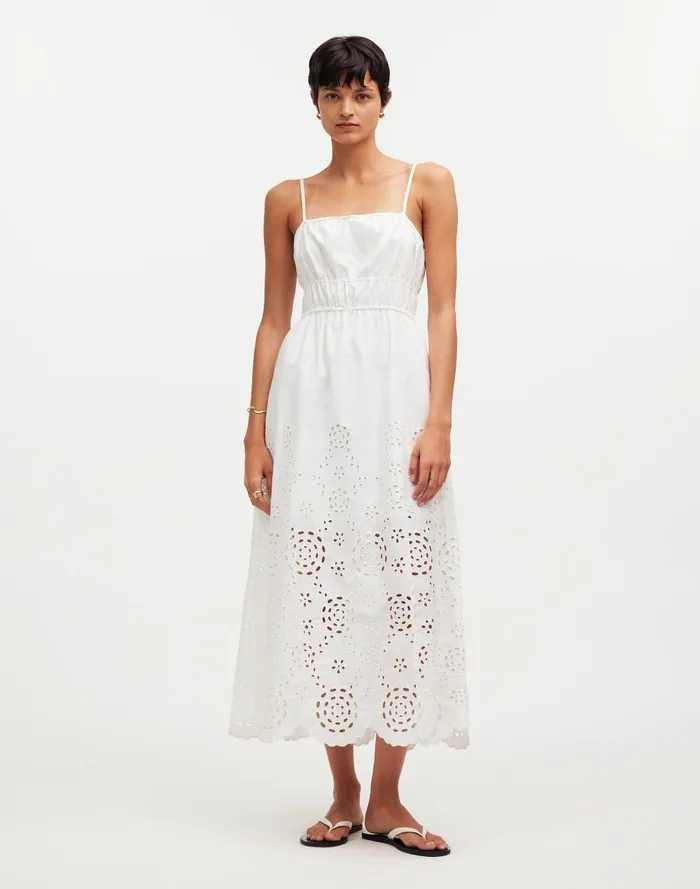 Women Dresses Madewell Embroidered Tank Midi Dress In Poplin