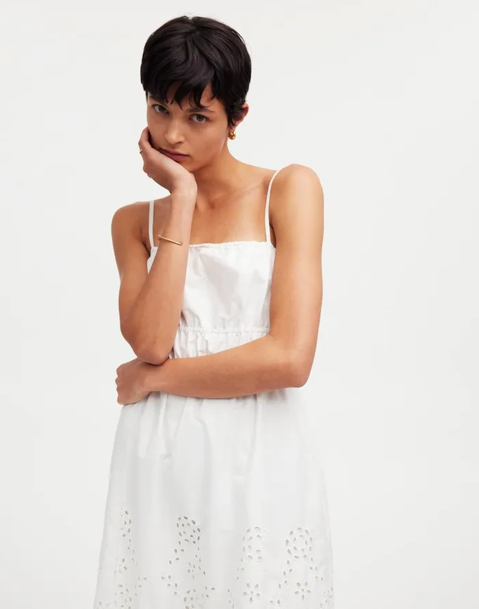 Women Dresses Madewell Embroidered Tank Midi Dress In Poplin