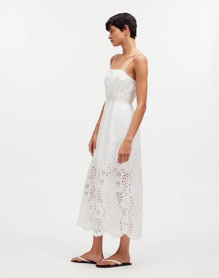 Women Dresses Madewell Embroidered Tank Midi Dress In Poplin