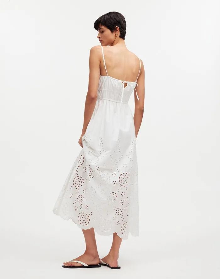 Women Dresses Madewell Embroidered Tank Midi Dress In Poplin