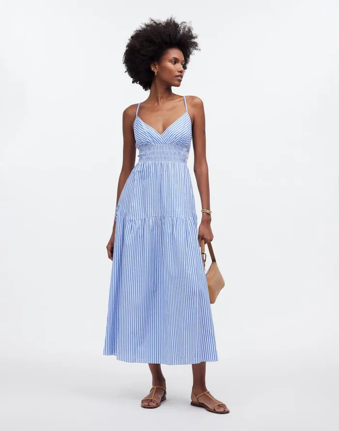 Women Dresses Madewell EmpireWaist Tiered Maxi Dress In Stripe