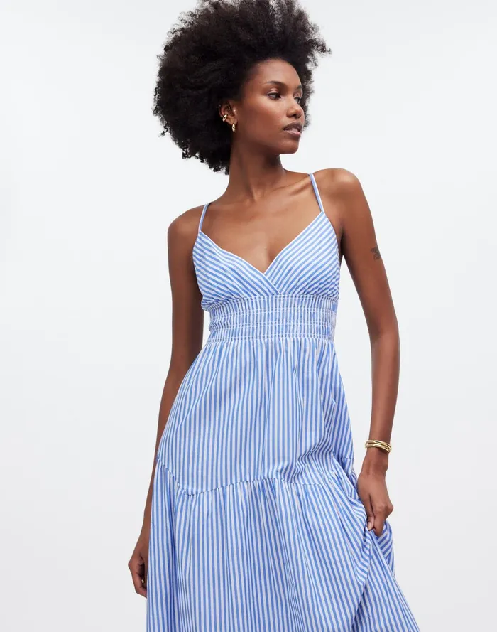 Women Dresses Madewell EmpireWaist Tiered Maxi Dress In Stripe