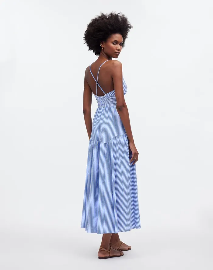 Women Dresses Madewell EmpireWaist Tiered Maxi Dress In Stripe