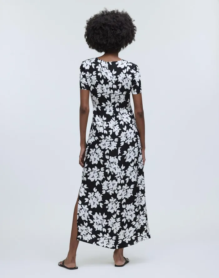 Women Dresses Madewell Maxi TShirt Dress In Floral Hammered Satin