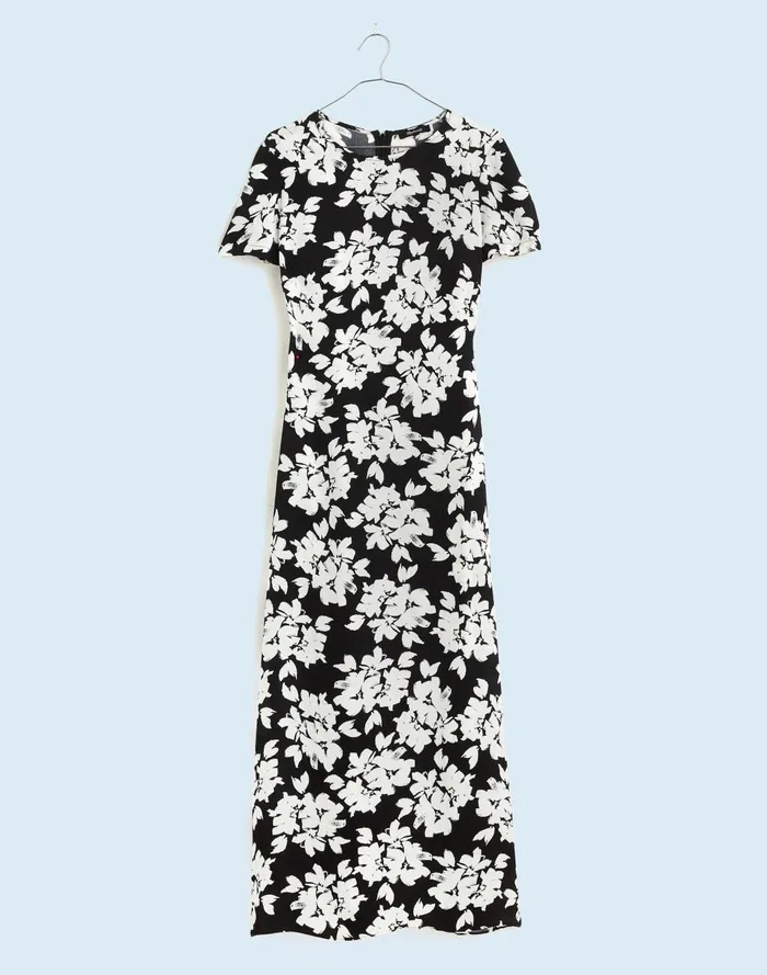 Women Dresses Madewell Maxi TShirt Dress In Floral Hammered Satin
