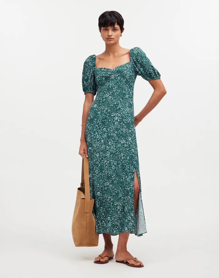 Women Dresses Madewell PuffSleeve Sweetheart Midi Dress In Floral