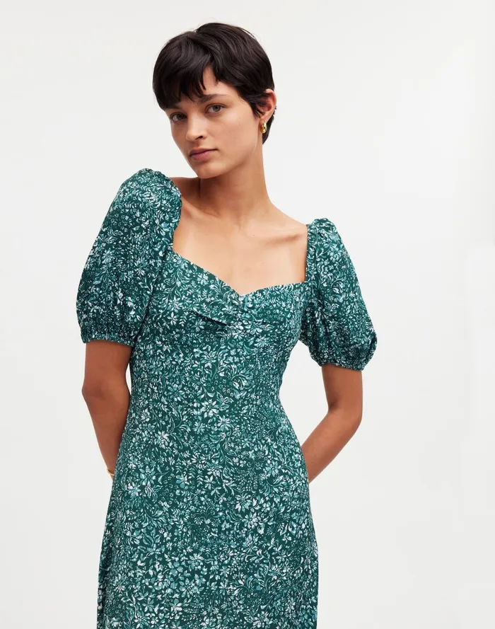 Women Dresses Madewell PuffSleeve Sweetheart Midi Dress In Floral