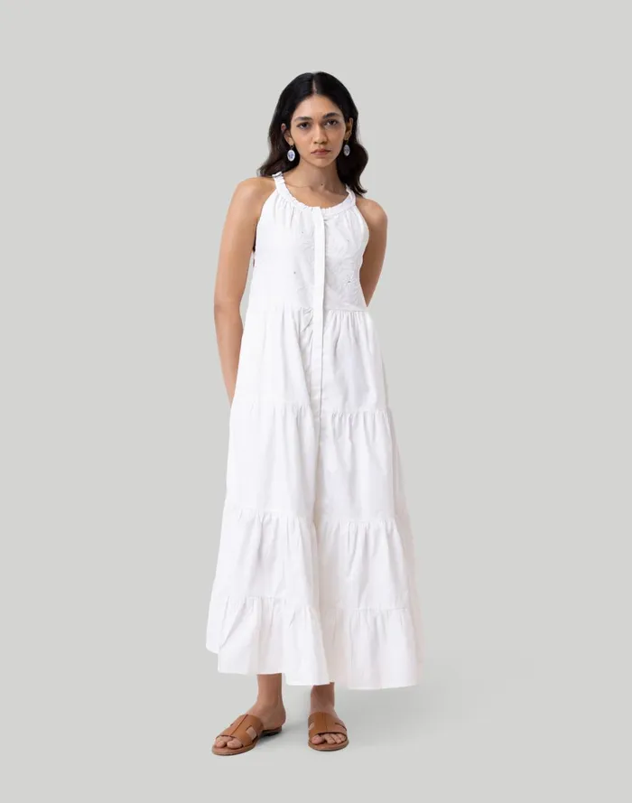 Women Dresses Madewell Reistor Embroidered Tiered Sleeveless Maxi Dress