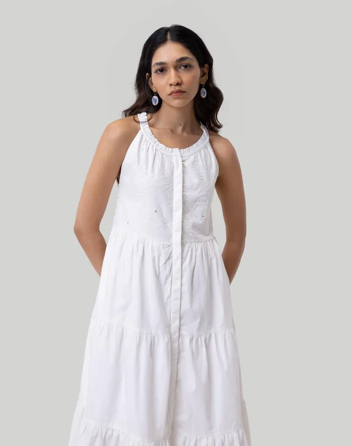 Women Dresses Madewell Reistor Embroidered Tiered Sleeveless Maxi Dress
