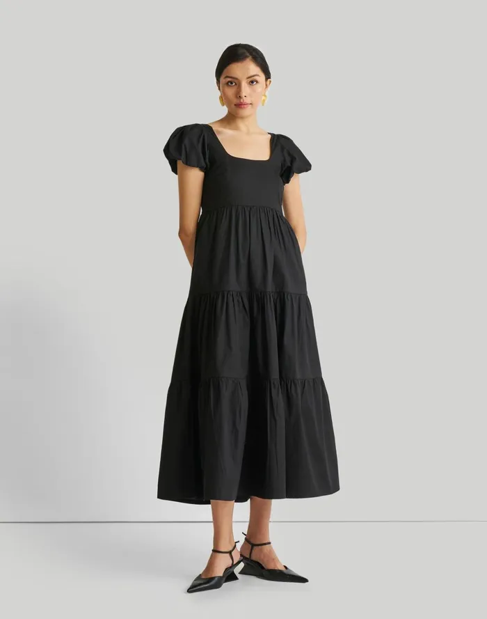 Women Dresses Madewell Reistor Puff Sleeve Tiered Maxi Dress