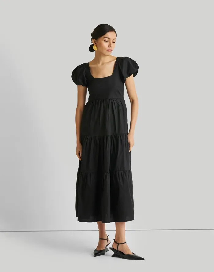 Women Dresses Madewell Reistor Puff Sleeve Tiered Maxi Dress