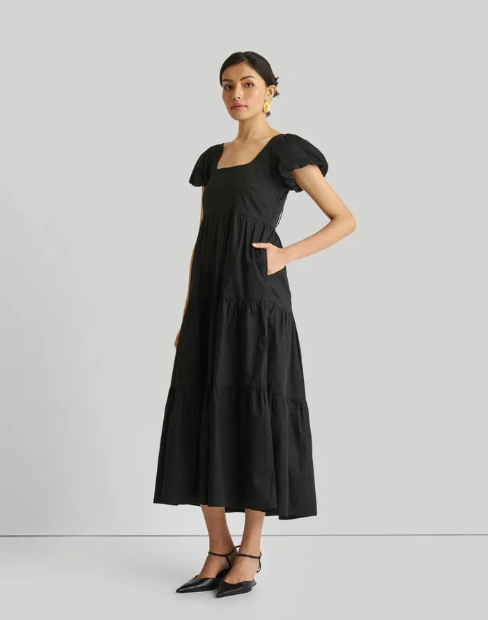 Women Dresses Madewell Reistor Puff Sleeve Tiered Maxi Dress