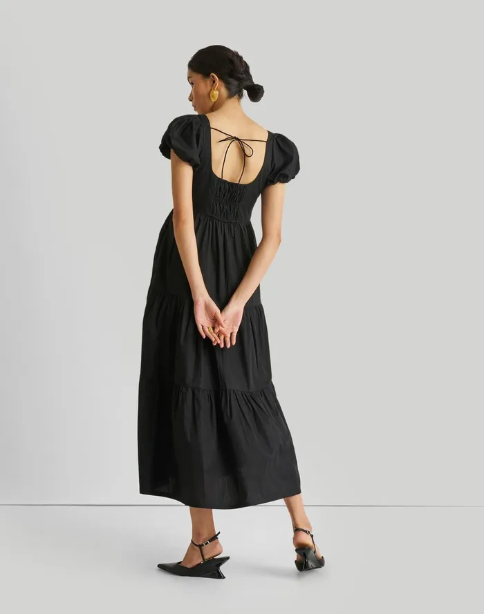 Women Dresses Madewell Reistor Puff Sleeve Tiered Maxi Dress