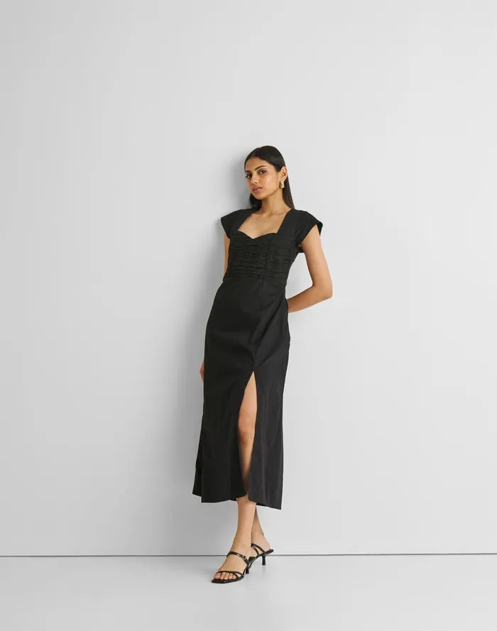 Women Dresses Madewell Reistor Ruched Dress With Front Slit