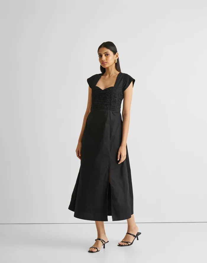 Women Dresses Madewell Reistor Ruched Dress With Front Slit