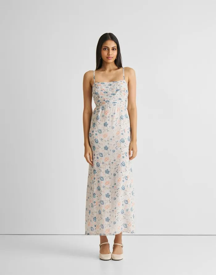 Women Dresses Madewell Reistor Ruched Strappy Maxi Dress