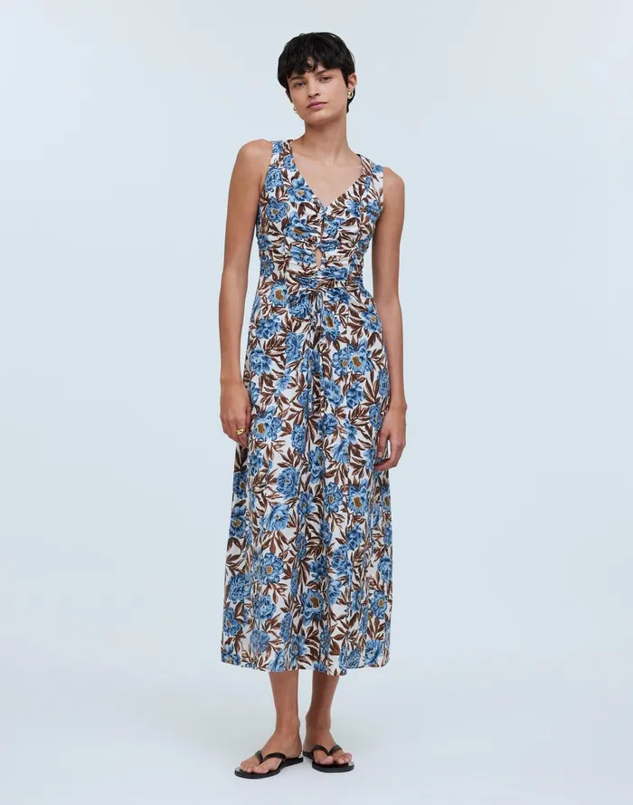 Women Dresses Madewell Sleeveless VNeck Midi Dress In Floral