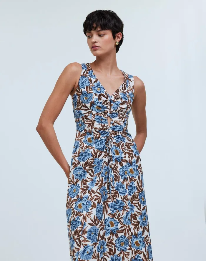Women Dresses Madewell Sleeveless VNeck Midi Dress In Floral