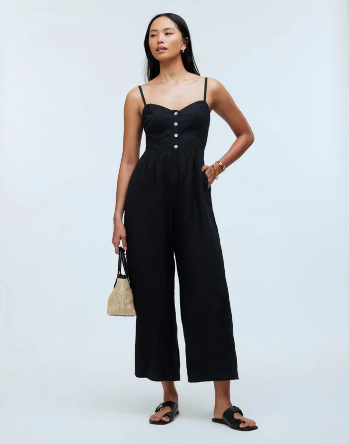 Women Dresses Madewell Sleeveless WideLeg Jumpsuit In 100 Linen