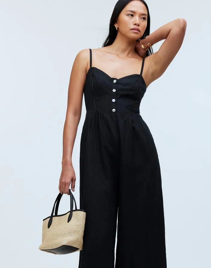 Women Dresses Madewell Sleeveless WideLeg Jumpsuit In 100 Linen