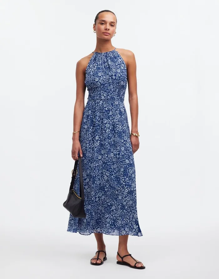 Women Dresses Madewell Smocked Halter Midi Dress In Floral
