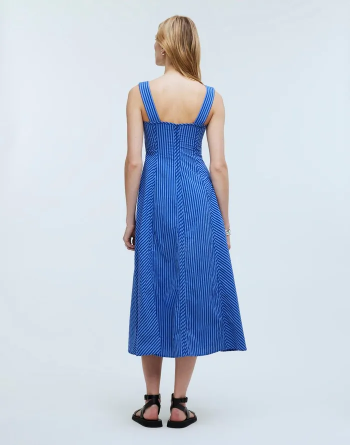 Women Dresses Madewell Sweetheart Sleeveless Midi Dress In Stripe