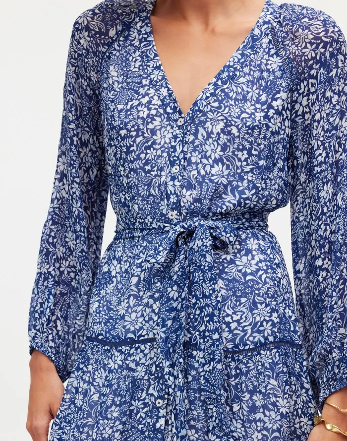 Women Dresses Madewell TieWaist Tiered Mini Dress In Floral