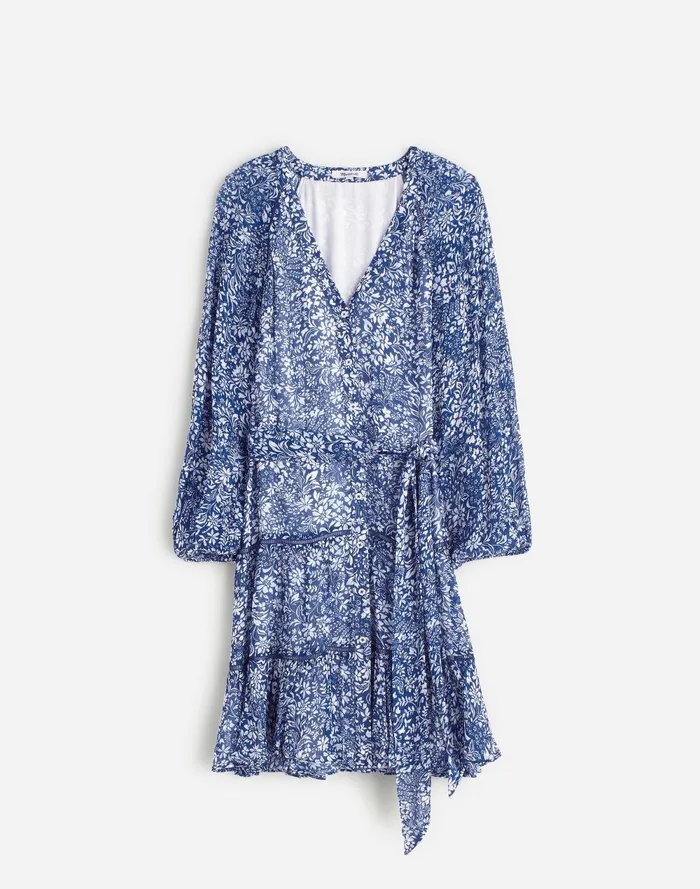 Women Dresses Madewell TieWaist Tiered Mini Dress In Floral