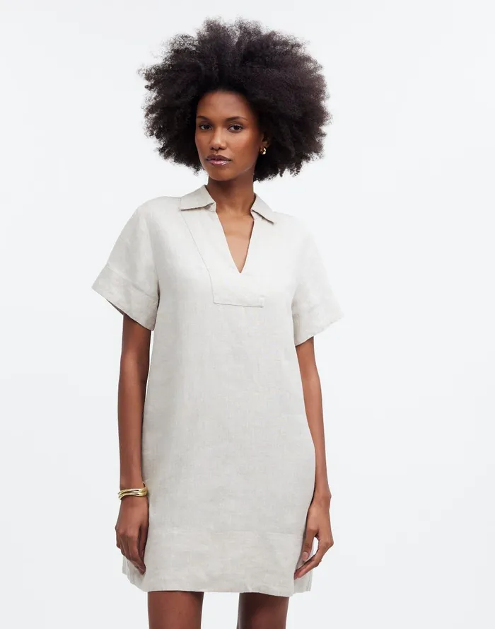 Women Dresses Madewell VNeck Mini Dress In 100 Linen