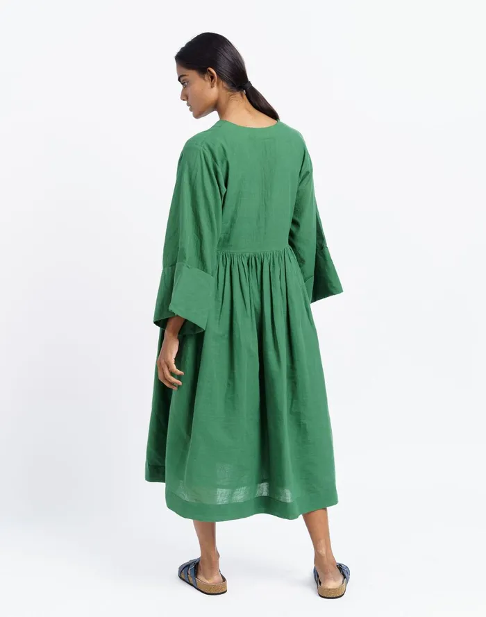 Women Dresses Madewell World Of Crow Basil Green Gathered Midi Dress