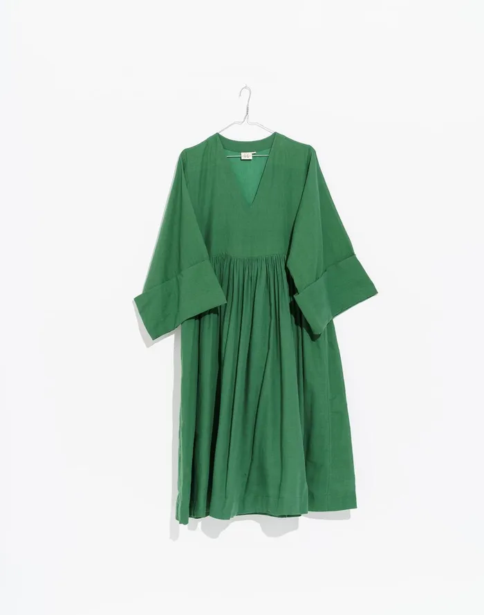 Women Dresses Madewell World Of Crow Basil Green Gathered Midi Dress