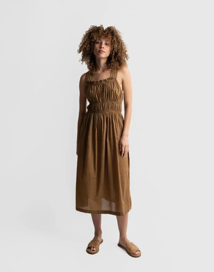 Women Dresses Madewell World Of Crow Caramel Brown Midi Dress