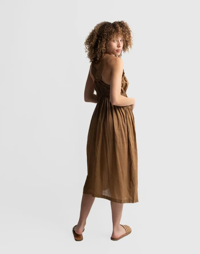 Women Dresses Madewell World Of Crow Caramel Brown Midi Dress