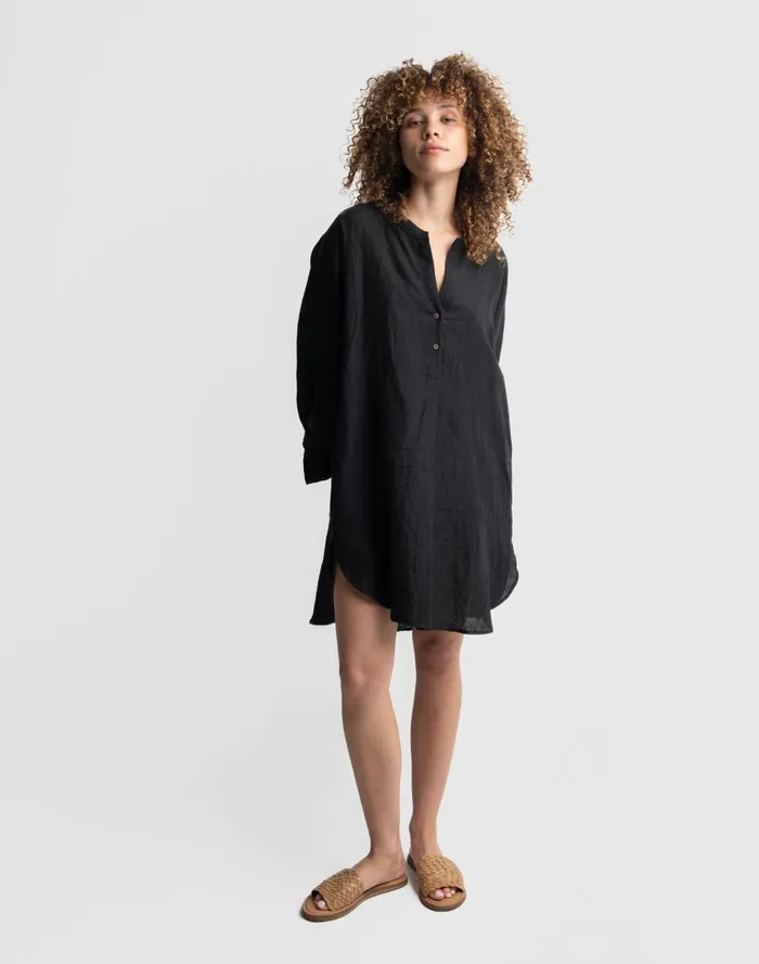 Women Dresses Madewell World Of Crow Easy Fit Black Linen Tunic