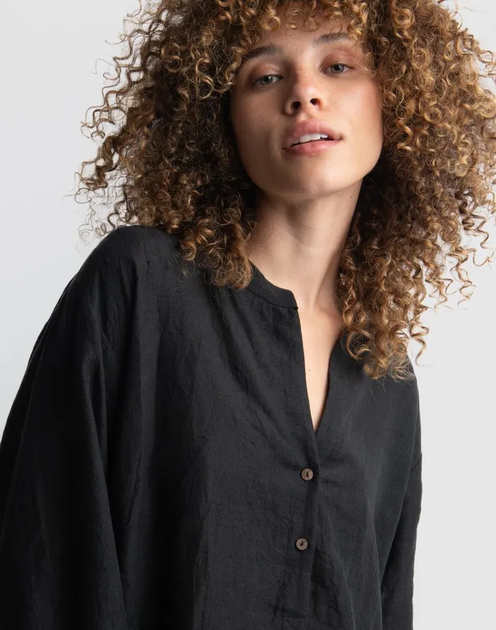 Women Dresses Madewell World Of Crow Easy Fit Black Linen Tunic
