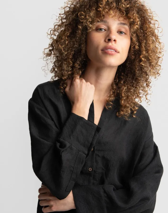 Women Dresses Madewell World Of Crow Easy Fit Black Linen Tunic