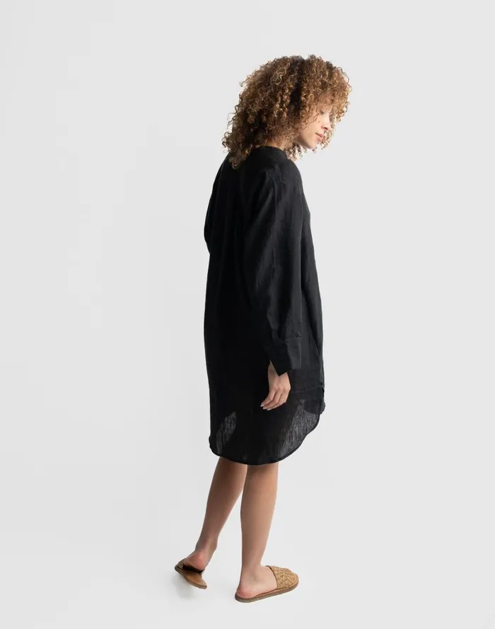 Women Dresses Madewell World Of Crow Easy Fit Black Linen Tunic