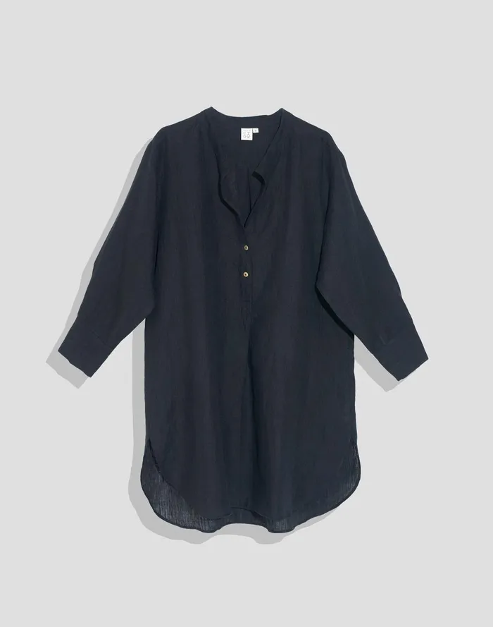 Women Dresses Madewell World Of Crow Easy Fit Black Linen Tunic
