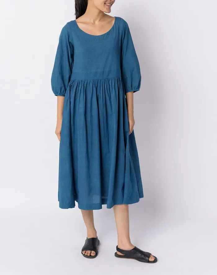Women Dresses Madewell World Of Crow Indigo Gathered Midi Dress
