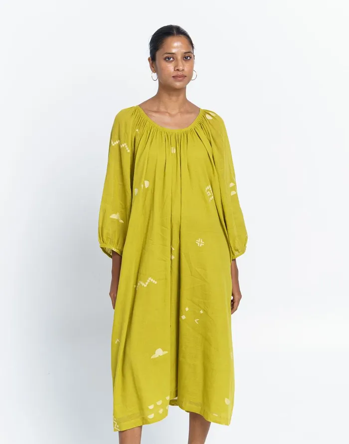 Women Dresses Madewell World Of Crow Ochre ScoopNeck Gathered Dress