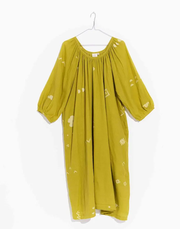 Women Dresses Madewell World Of Crow Ochre ScoopNeck Gathered Dress