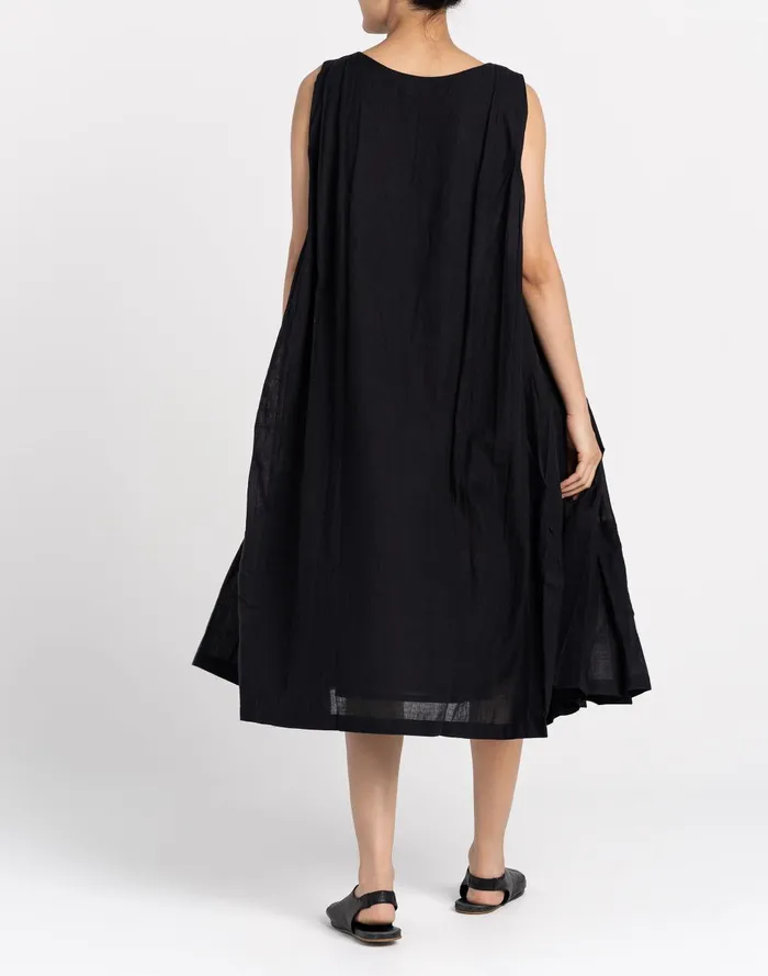 Women Dresses Madewell World Of Crow Organic Cotton Pleated Dress In Ink Black